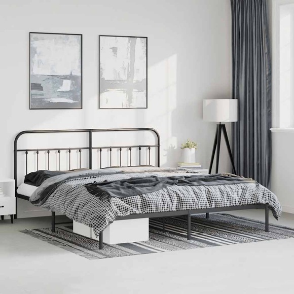 vidaXL Bettgestell mit Kopfteil Metall Schwarz 193x203 cm