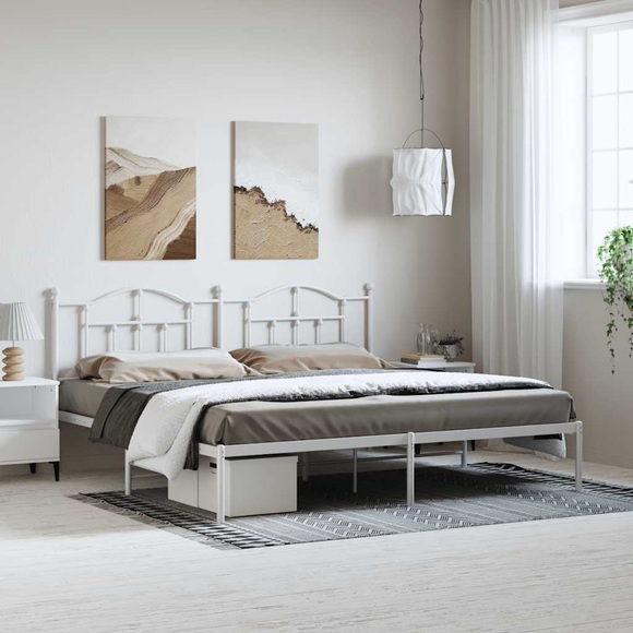 vidaXL Bettgestell mit Kopfteil Metall Weiß 193x203 cm