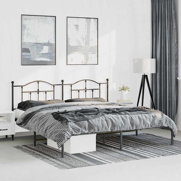 vidaXL Bettgestell mit Kopfteil Metall Schwarz 183x213 cm