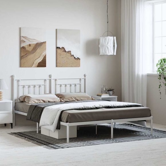 vidaXL Bettgestell mit Kopfteil Metall Weiß 183x213 cm