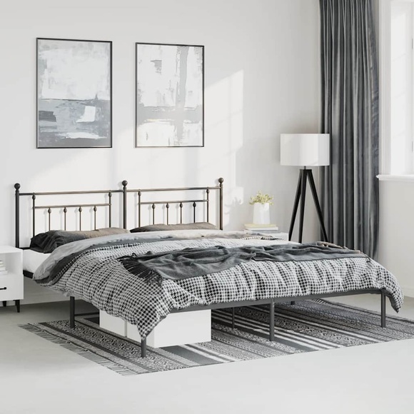 vidaXL Bettgestell mit Kopfteil Metall Schwarz 193x203 cm