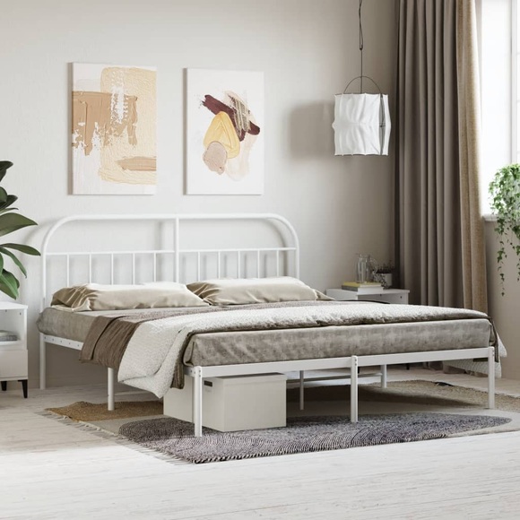 vidaXL Bettgestell mit Kopfteil Metall Weiß 180x200 cm