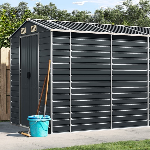 vidaXL Gerätehaus Anthrazit 191x555x198 cm Verzinkter Stahl