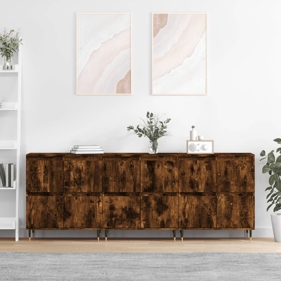 vidaXL Sideboards 3 Stk. Räuchereiche Holzwerkstoff