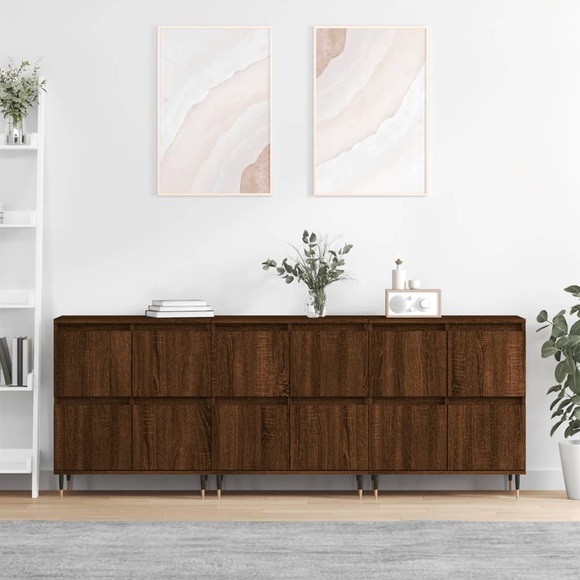 vidaXL Sideboards 3 Stk. Braun Eichen-Optik Holzwerkstoff