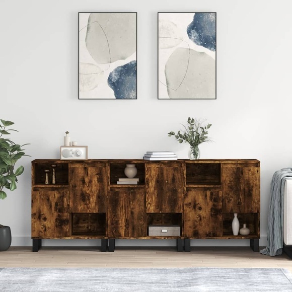 vidaXL Sideboards 3 Stk. Räuchereiche Holzwerkstoff