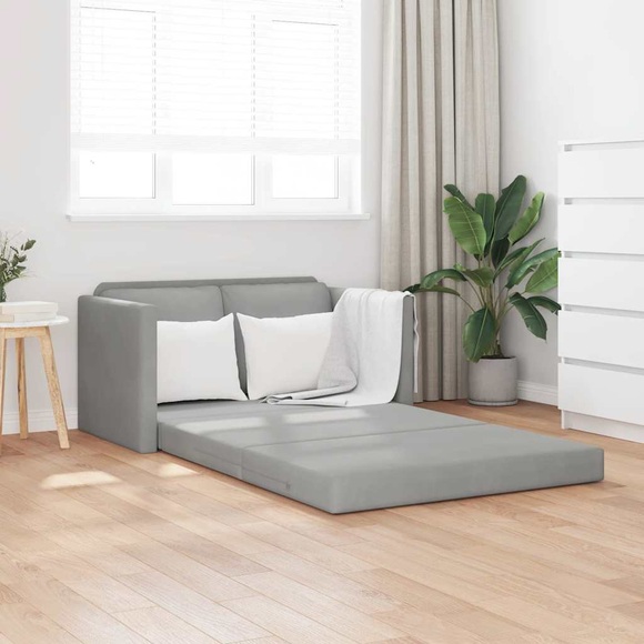 vidaXL Bodensofa mit Schlaffunktion Hellgrau 122x204x55 cm Samt