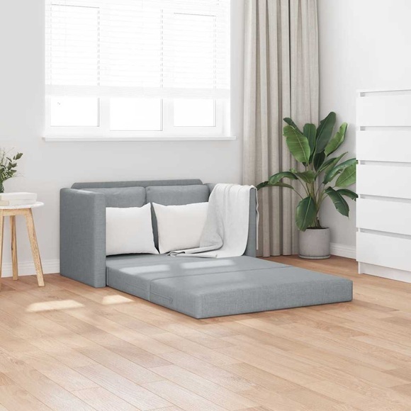 vidaXL Bodensofa mit Schlaffunktion Hellgrau 112x174x55 cm Stoff