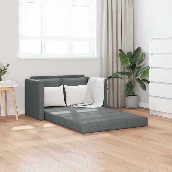 vidaXL Bodensofa mit Schlaffunktion Dunkelgrau 112x174x55 cm Stoff