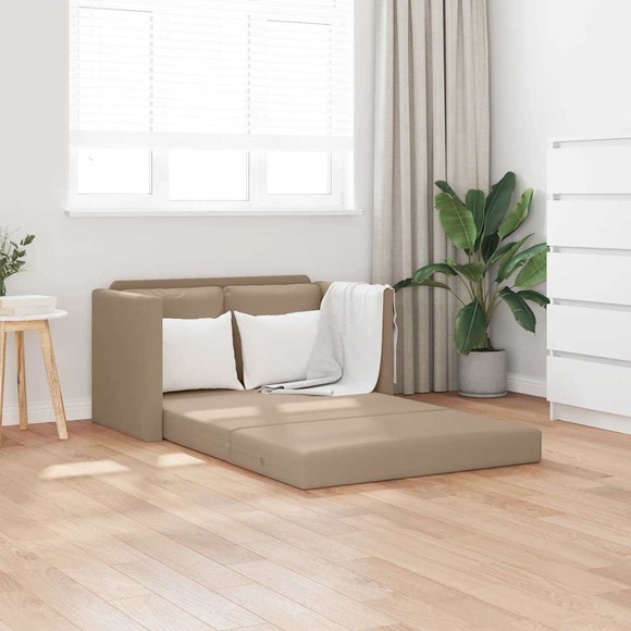 vidaXL Bodensofa mit Schlaffunktion Cappuccino-Braun Kunstleder
