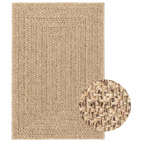 vidaXL Teppich 140x200 cm Jute-Optik Innen und Außen