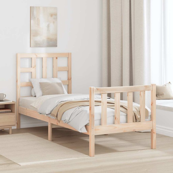 vidaXL Massivholzbett mit Kopfteil 2FT6 Small Single