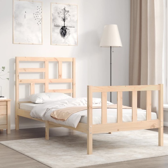 vidaXL Massivholzbett mit Kopfteil 3FT Single