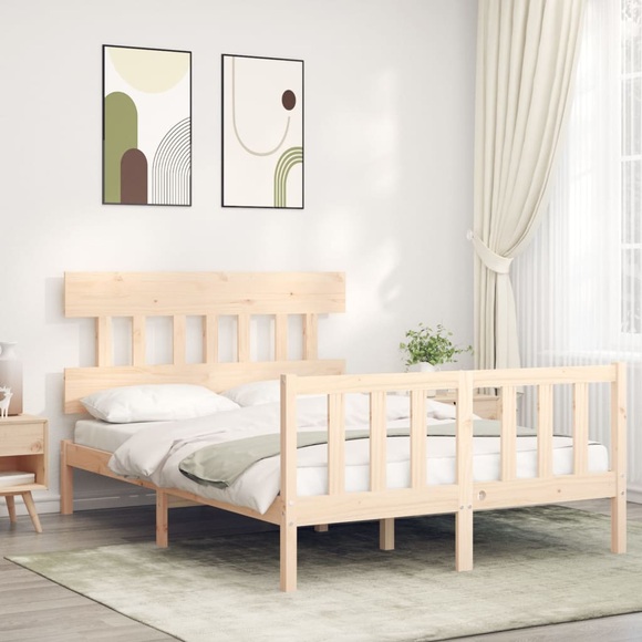 vidaXL Massivholzbett mit Kopfteil 140x200 cm