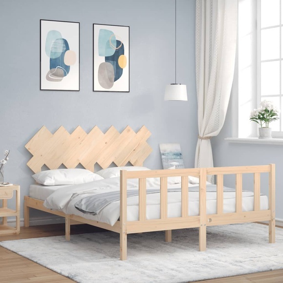 vidaXL Massivholzbett mit Kopfteil 5FT King Size