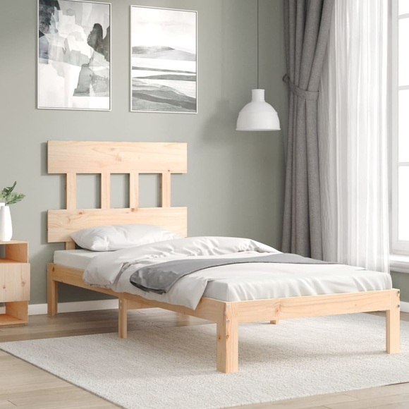 vidaXL Massivholzbett mit Kopfteil 3FT Single