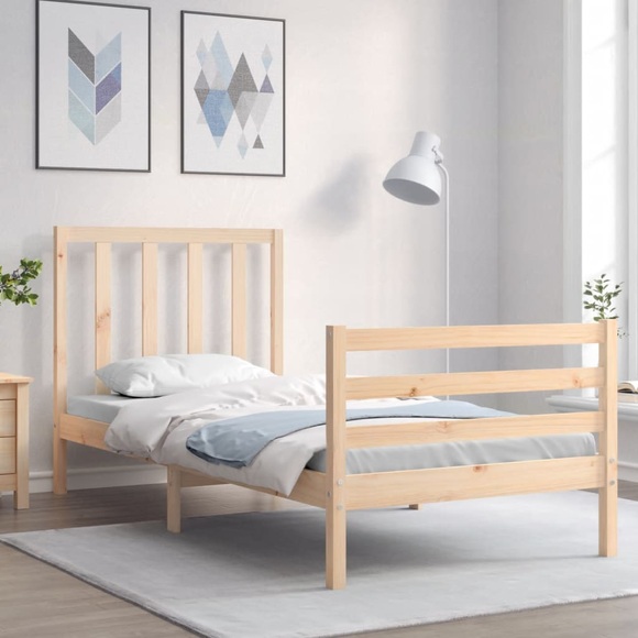 vidaXL Massivholzbett mit Kopfteil 3FT Single