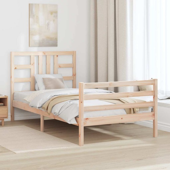 vidaXL Massivholzbett mit Kopfteil 100x200 cm