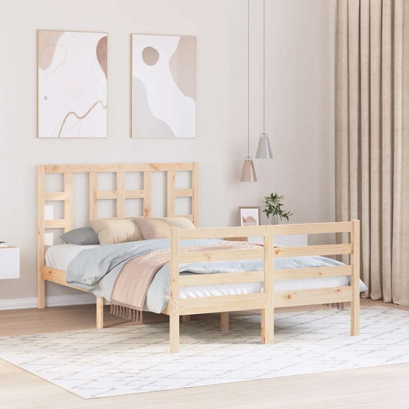 vidaXL Massivholzbett mit Kopfteil 120x200 cm