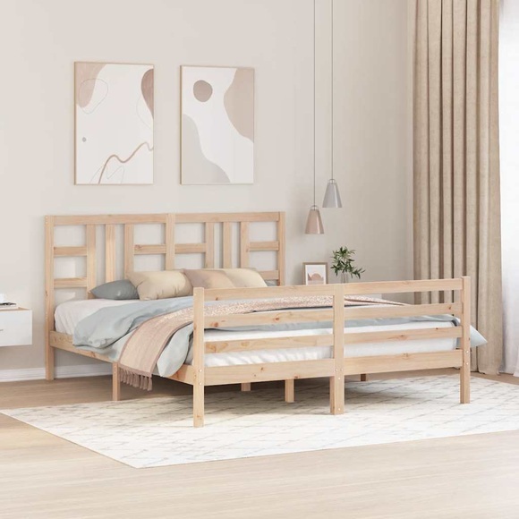 vidaXL Massivholzbett mit Kopfteil 160x200 cm