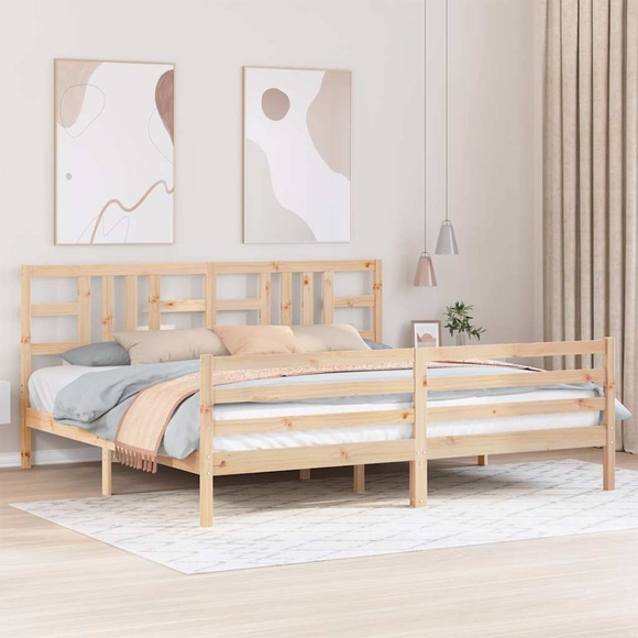 vidaXL Massivholzbett mit Kopfteil 200x200 cm