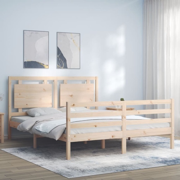 vidaXL Massivholzbett mit Kopfteil 5FT King Size