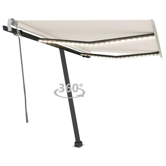 vidaXL Gelenkarmmarkise Einziehbar mit LED 350x250 cm Creme