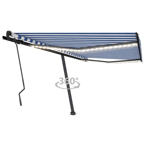vidaXL Gelenkarmmarkise Einziehbar mit LED 450x300 cm Blau und Weiß