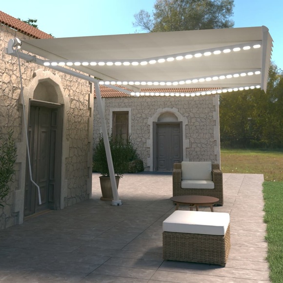 vidaXL Gelenkarmmarkise Einziehbar mit LED 600x350 cm Creme