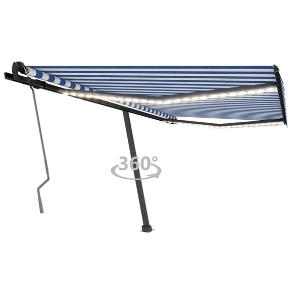 vidaXL Gelenkarmmarkise Einziehbar mit LED 450x350 cm Blau und Weiß