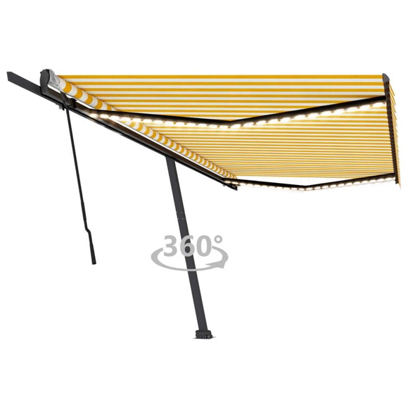 vidaXL Gelenkarmmarkise Einziehbar mit LED 500x300 cm Gelb und Weiß
