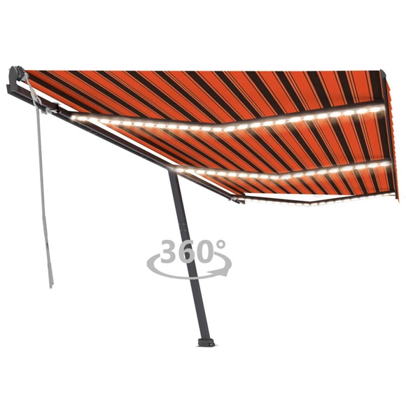 vidaXL Gelenkarmmarkise Einziehbar mit LED 600x300 cm Orange und Braun