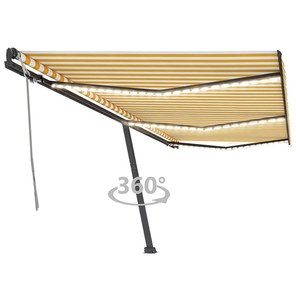 vidaXL Gelenkarmmarkise Einziehbar mit LED 600x350 cm Gelb und Weiß