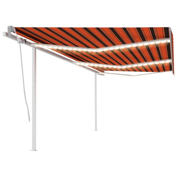 vidaXL Gelenkarmmarkise Einziehbar mit LED 6x3 m Orange und Braun