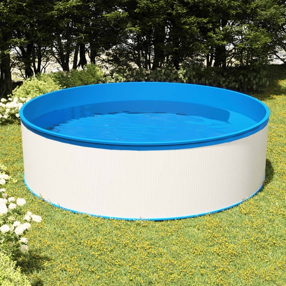 vidaXL Planschbecken mit 4-Stufen-Leiter 350x90 cm Weiß