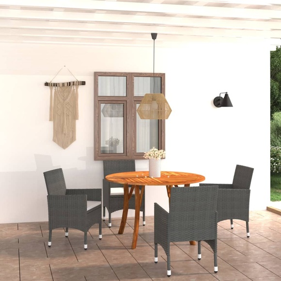 vidaXL 5-tlg. Garten-Essgruppe Schwarz