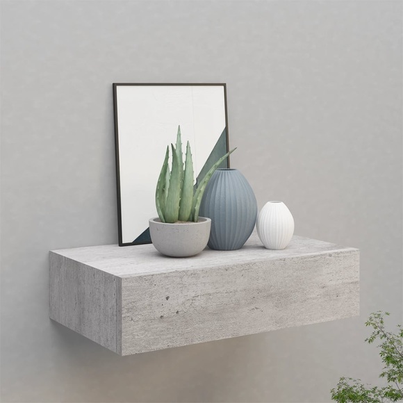vidaXL Wand-Schubladenregal Betongrau 40x23,5x10 cm MDF