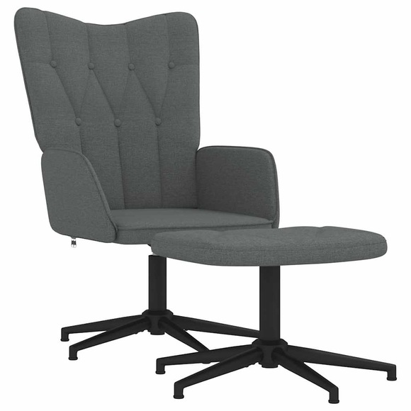 vidaXL Relaxsessel mit Hocker 62x67x97,5 cm Dunkelgrau Stoff