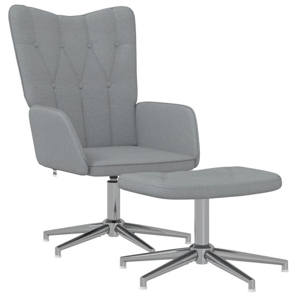 vidaXL Relaxsessel mit Hocker Hellgrau Stoff