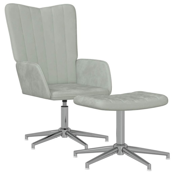 vidaXL Relaxsessel mit Hocker Hellgrau Samt