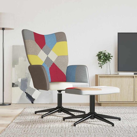 vidaXL Relaxsessel mit Hocker Patchwork Stoff