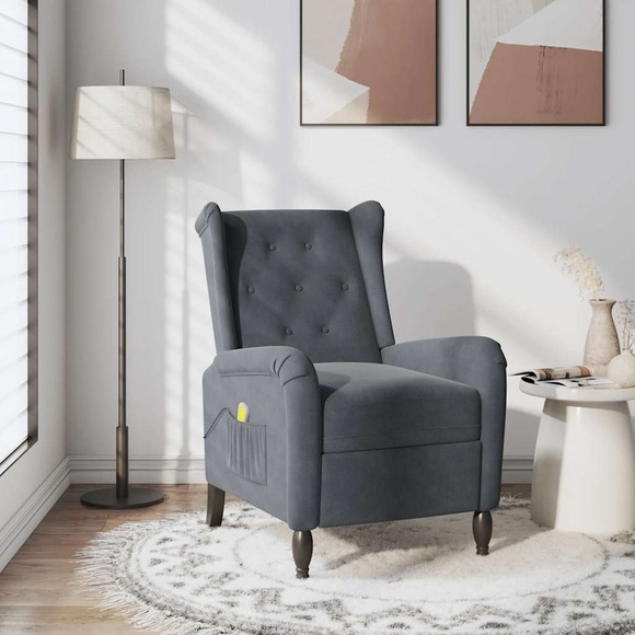 vidaXL Massagesessel Dunkelgrau Samt