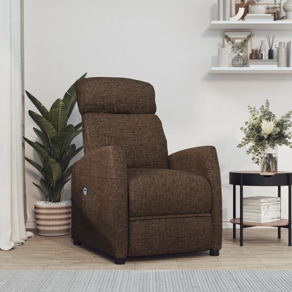 vidaXL Liegesessel mit Aufstehhilfe Braun Stoff