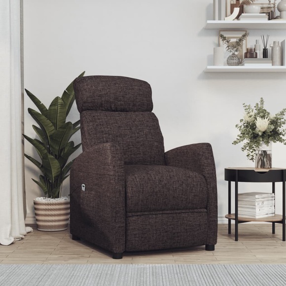 vidaXL Liegesessel mit Aufstehhilfe Dunkelbraun Stoff