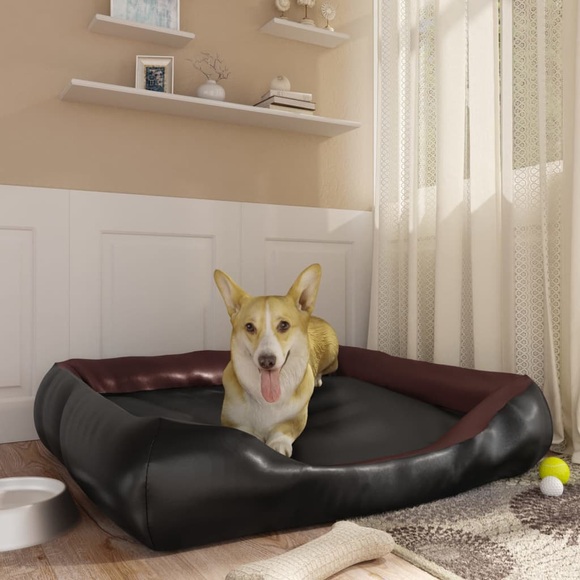 vidaXL Hundebett Schwarz/Braun 105x80x25 cm Kunstleder