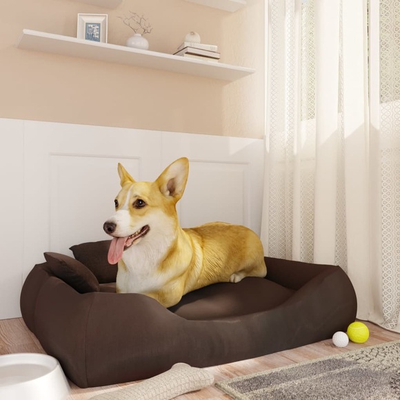 vidaXL Hundebett mit Kissen Braun 75x58x18 cm Oxford-Gewebe