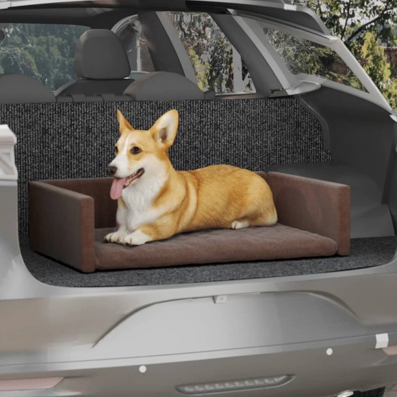 vidaXL Kofferraum-Hundebett Braun 70x45 cm Leinenoptik