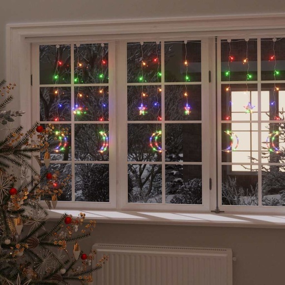 vidaXL Lichterketten Stern und Mond Fernbedienung 138 LED Bunt