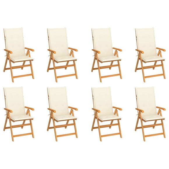 vidaXL Garten-Liegestühle mit Kissen 8 Stk. Massivholz Teak