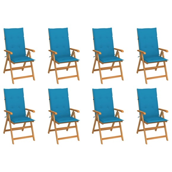 vidaXL Garten-Liegestühle mit Kissen 8 Stk. Massivholz Teak